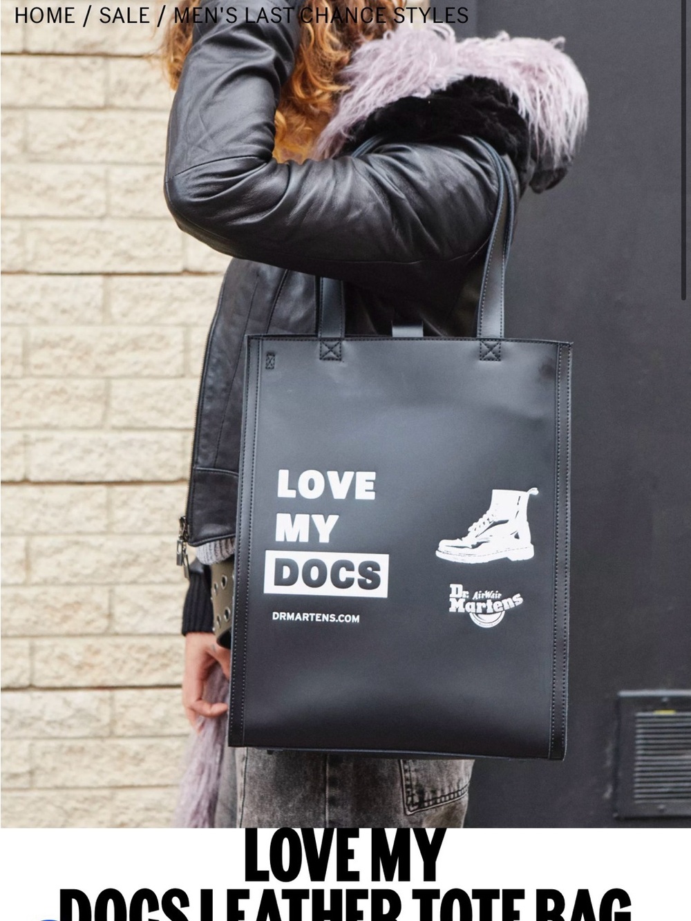 Dr. Martens Black Tote Bag with White Print